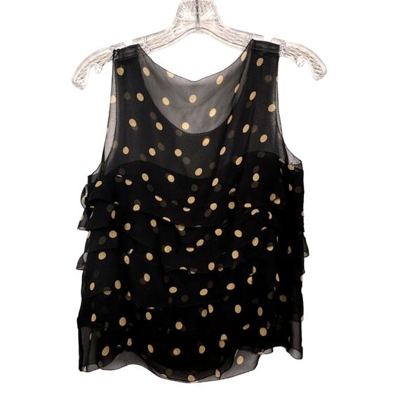 3.1 PHILLIP LIM Black Sheer Silk Chiffon Polka Dot Sleeveless Ruffle Top 🛸 Sz 2 - Picture 4 of 11